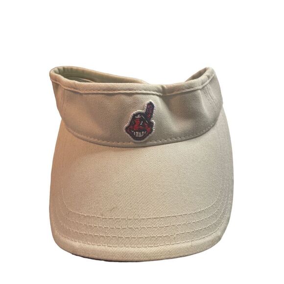 American Needle Wahoo Logo Hat Sun Visor Tan Cleveland Indians MLB Baseball NWT - Picture 1 of 4